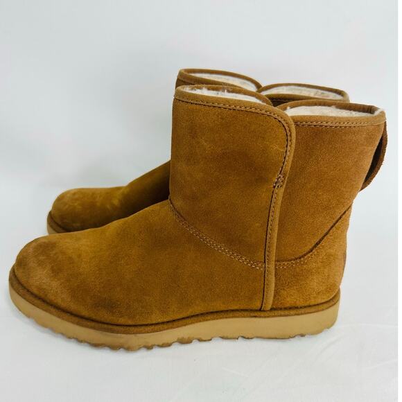 UGG Cory II Shearling Suede Booties Cognac Brown Ankle Boots size 7 - Picture 4 of 9